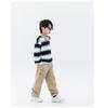 Boys' Fleece-Lined Striped Crewneck Hoodie - 2025 Autumn/Winter, Thick Long-Sleeve, Fashionable for Older Children