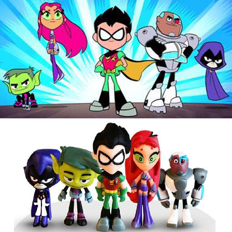 Go Teen Titans Figure Robin Raven Beast Boy Starfire Figurine Model Toys Kids