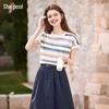 Women's Relaxed Fit Striped Ice Silk Knit T-Shirt