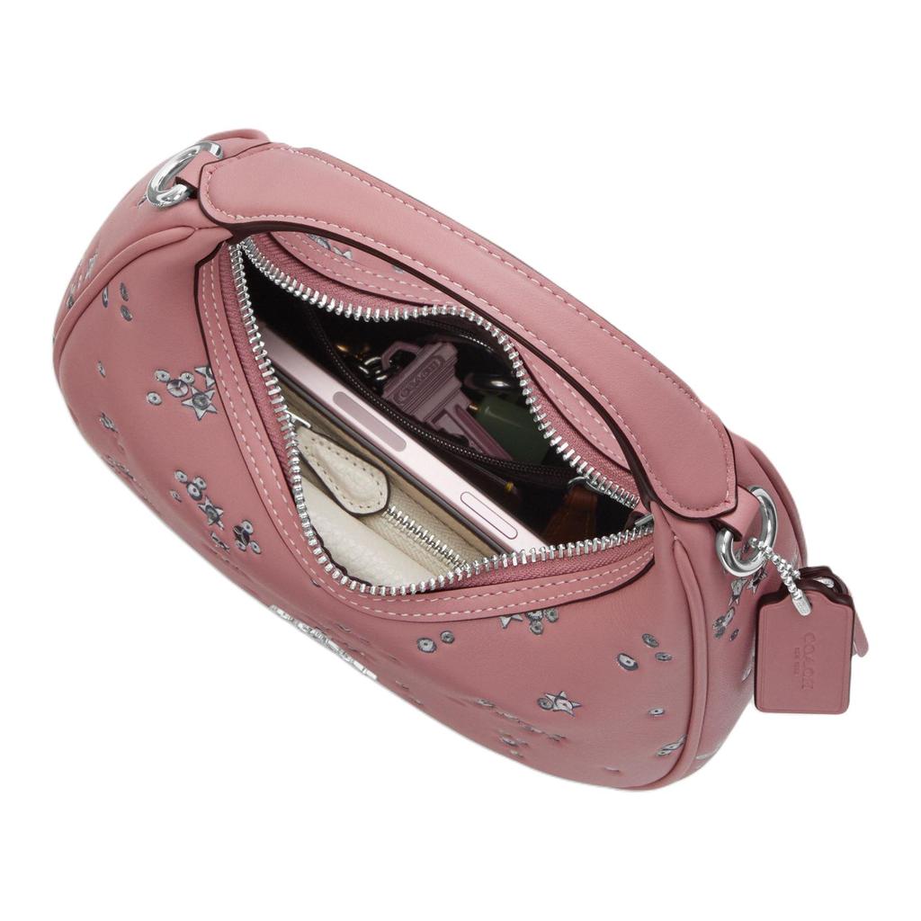 Coach Pink Leather Star Studded Convertible Hobo Shoulder Bag for Daily Use