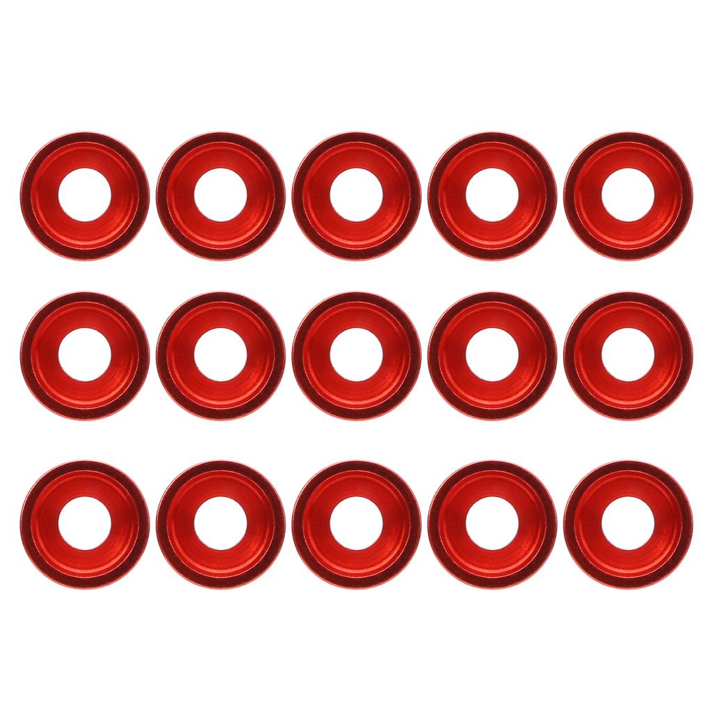 15pcs M3 Countersunk Screw Washer Aluminium Alloy Concave Gasket Fit for RC ModelRed