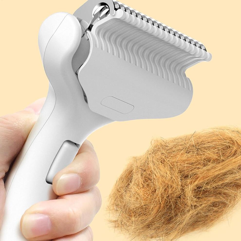 Pet Comb for Cats, Stainless Steel Automatic Hair Removal Grooming Brush, Shedding Tool for Pet Hair Removal