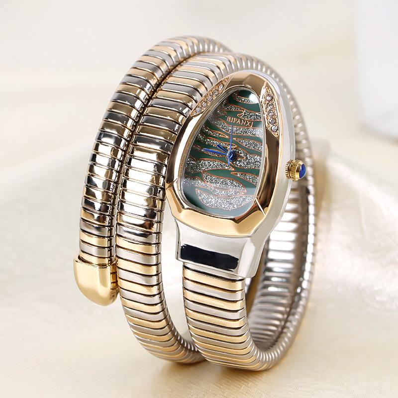

Silver Special Striped Hot Sell Snake Shape Ice Out Luxury Diamond Quartz Watches Women Classic Stylish Trend Watch AAA Clock