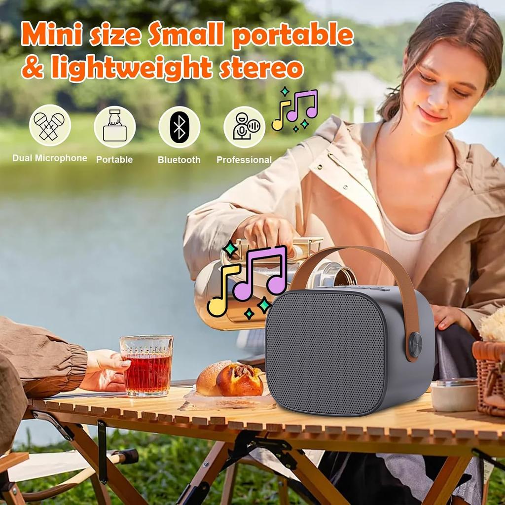 Mini Karaoke Machine for Kids Adults,Portable Bluetooth Karaoke Speaker for Adults Kids with 2 Microphones for 6 7 8 9 10 11 12 Years Old Girls Boys