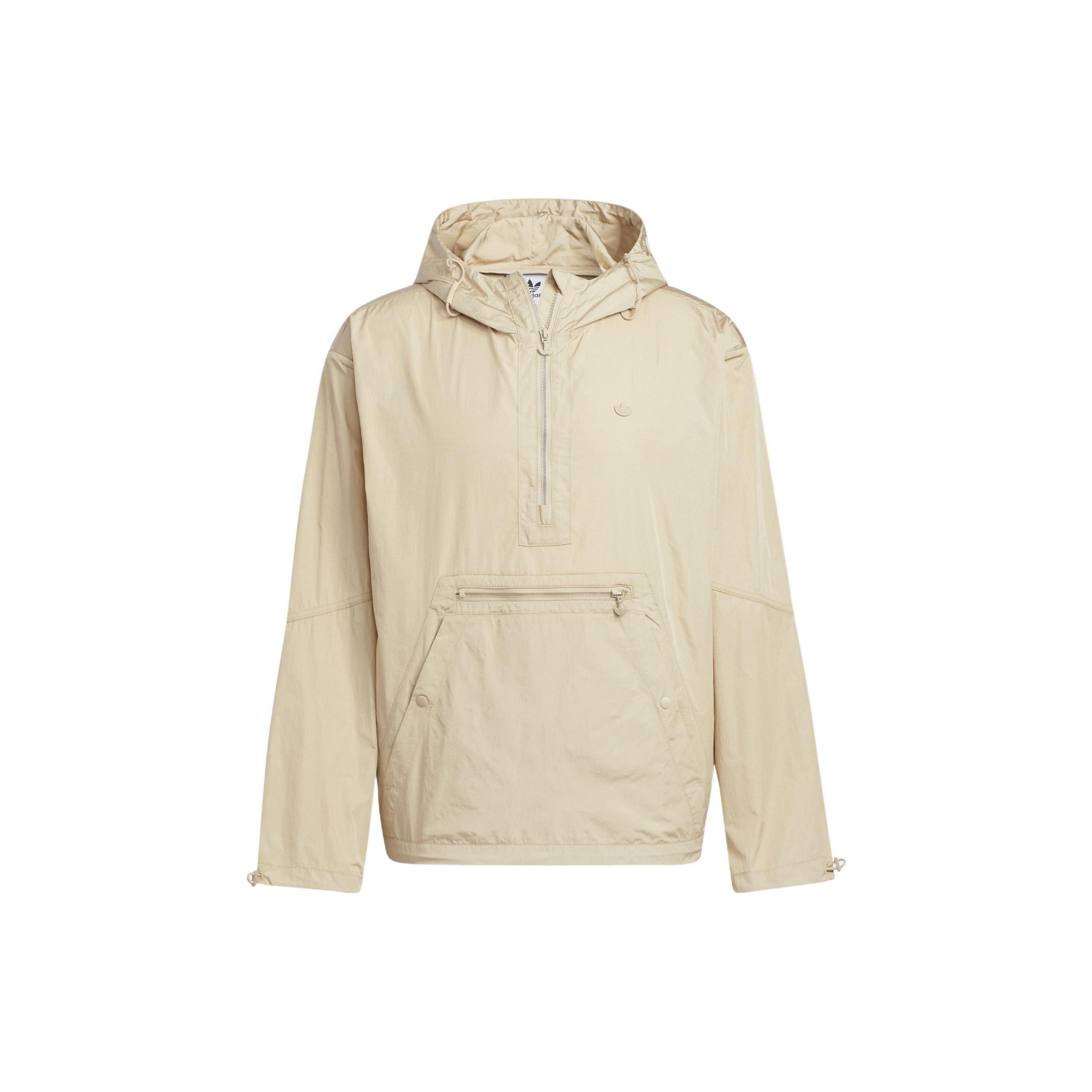 Men s adidas originals Solid Color Half Zipper Hooded Straight Long Sleeves Coffee HM8044 M
