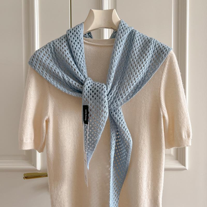 Wool Fashion Hollow Knitted Triangle Scarf Shawl With Women'S Vest Scarf High-End Skirt Waist Scarf Waist Versatile Scarves