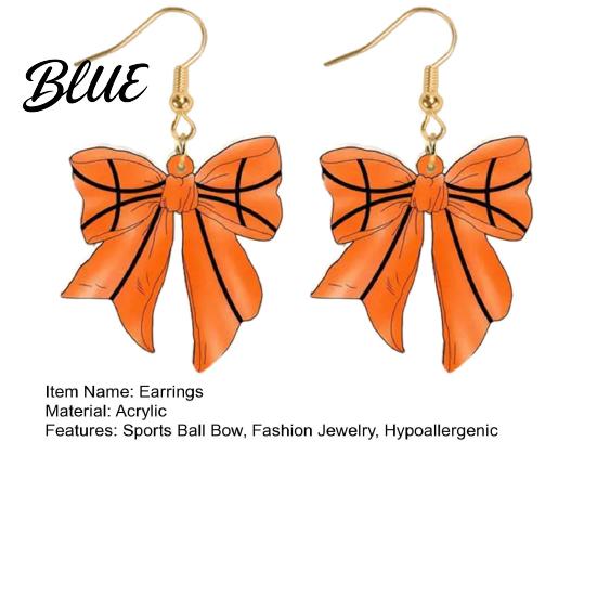 Women Earrings 1 Pair Sports Ball Bow Hook 2D Acrylic