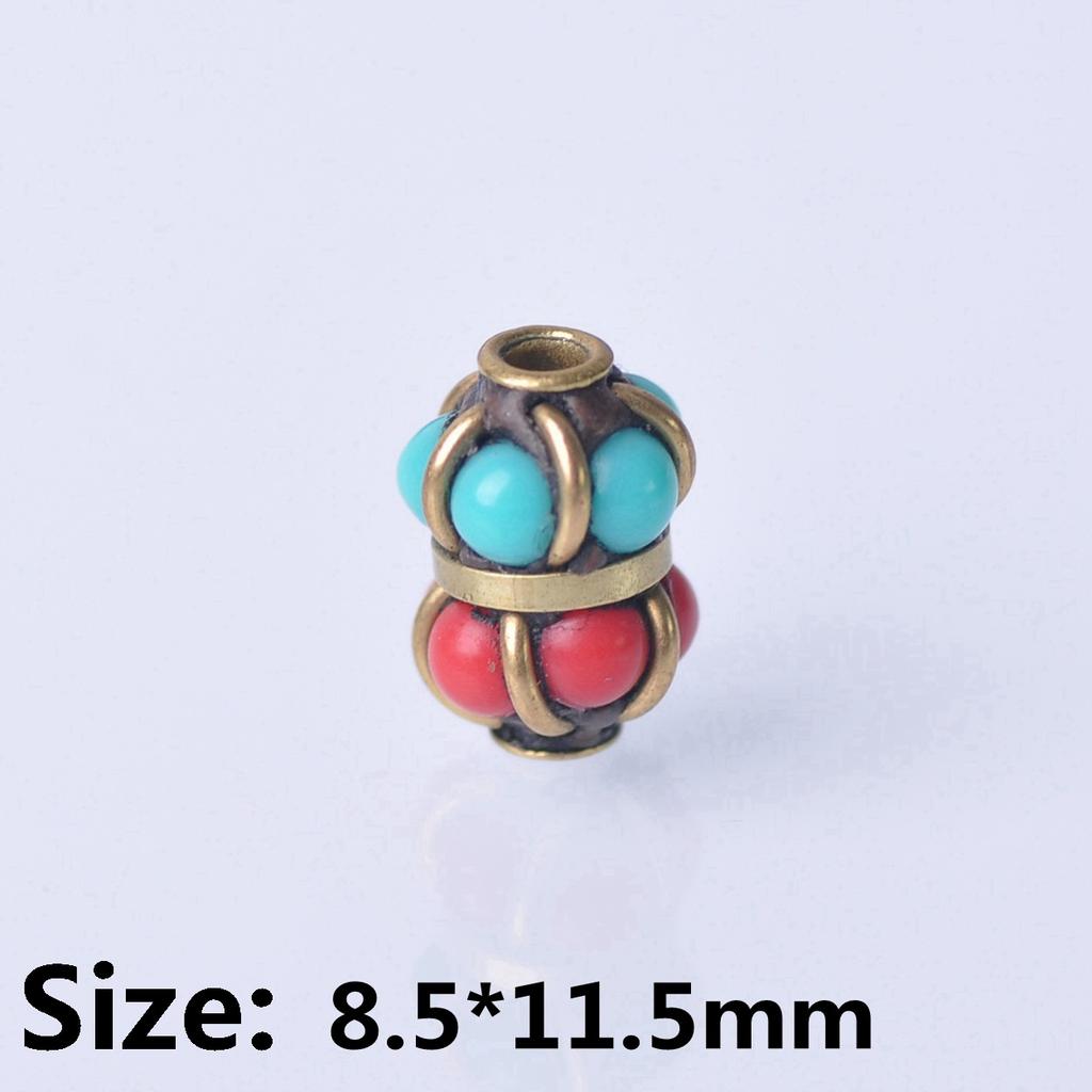 Handmade Nepalese Buddhist Tibetan Brass Metal & Clay Loose Craft Beads for Necklace Jewelry Making DIY