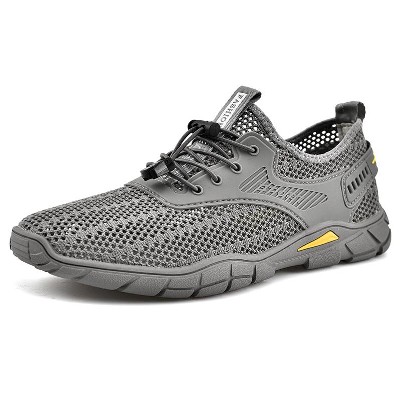 

Новые модные мужские сандалии, летние, для отдыха на пляже, сетчатые туфли, дышащие, открытые, треккинговые туфли, универсальные, классные мужские сандалии 46 серый
