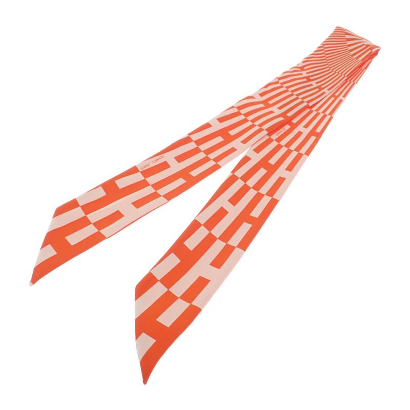 HERMES   Scarf Orange/white Silk Women