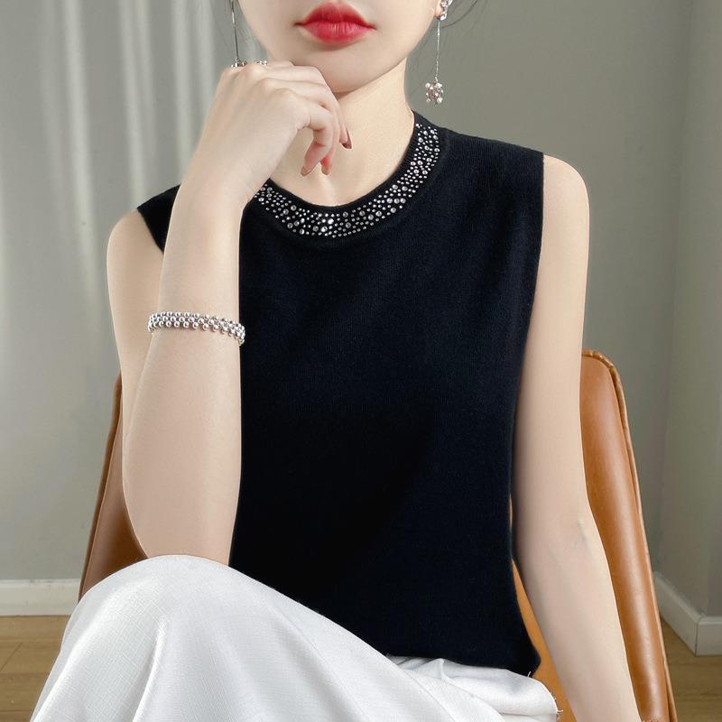 

Весенний женский жилет из смеси шерсти, вязаный жилет без рукавов с круглым вырезом, рубашка с короткой подошвой 2XL