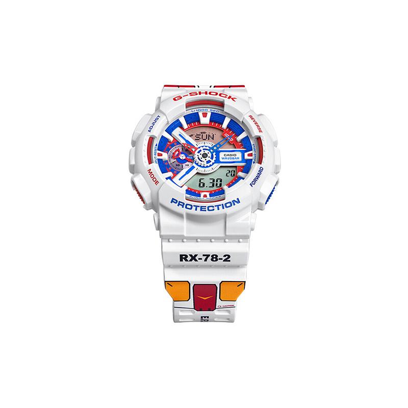 CASIO G-Shock Series 40th Anniversary Cooperation Co-branded Model Original Gundam RX-78-2 Quartz Resin Rubber Strap Men's Watch Blue GA-110TR-7APRGD