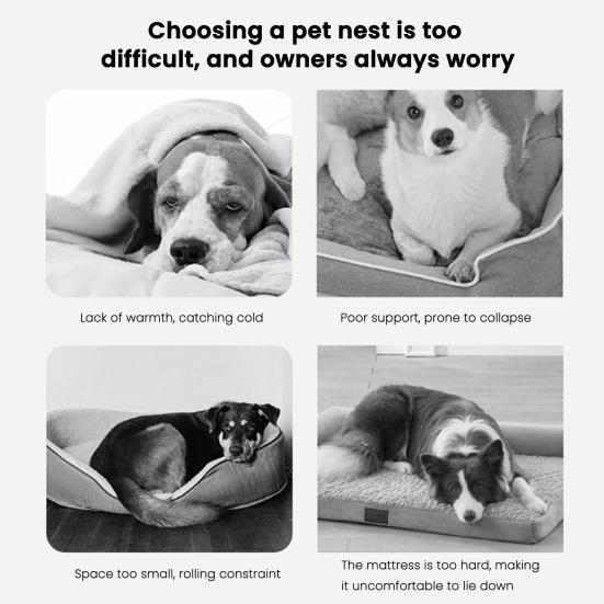 Pet Bed Anti-Slip Bottom Thickened Warm Large Dog Nest Spacious Comfortable Rest Space Neck Support Dog Mattress