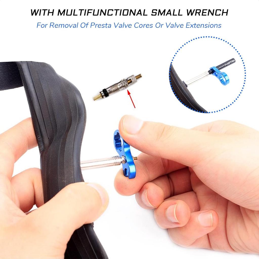 2 PCS 45mm Bicycle Presta Valve Extender Kit with Valve Core Remover Tool for Tubeless Mountain Bike Road Bike MTB