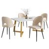 Ensemble Salle À Manger - MUVOE - Table 117x68 Cm - 4 Chaises - Velours Beige - Pieds Réglables