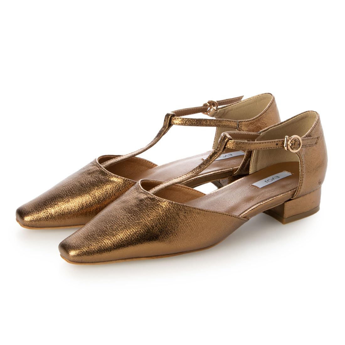 

Evol Women s T-Strap Square Pumps, IX5487, Gold, Size 25.0 cm