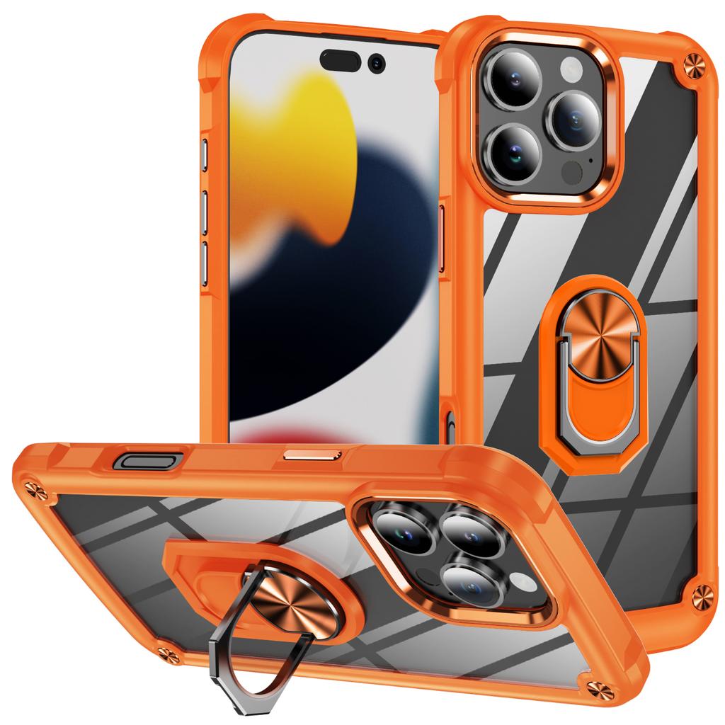 For iPhone 16 Pro Max Case Alloy Lens Frame PC+TPU Kickstand Phone Back Cover