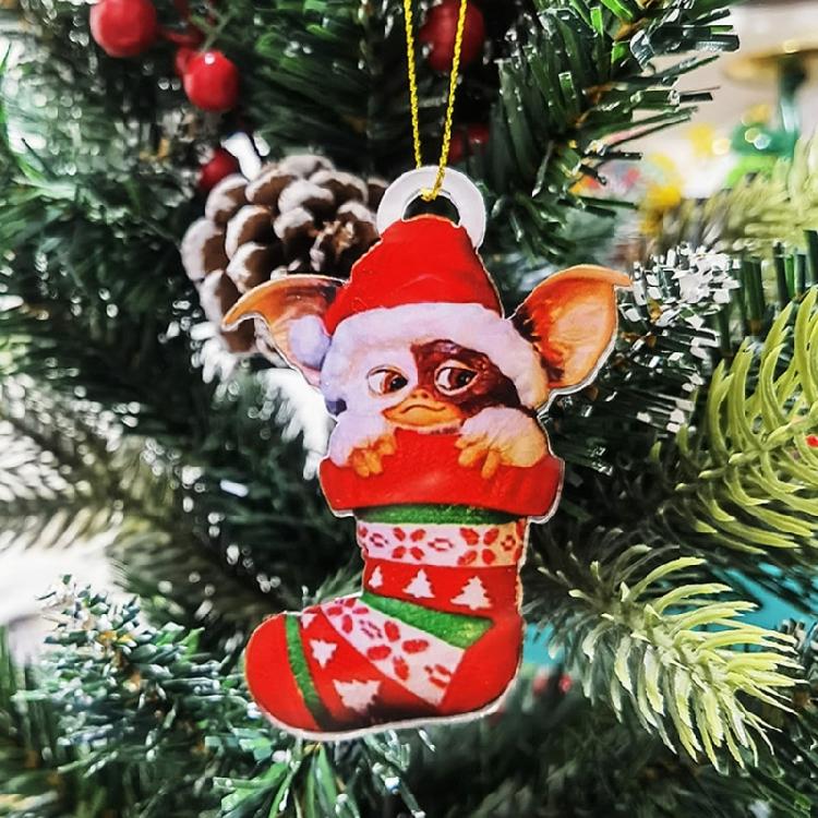 Christmas Sock Dog/Dragon Acrylic Charm Animal Shape Hanging Ornament For Christmas Tree Decoration Mantels Door Window