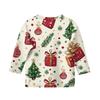 Christmas Day Print Tops For Youth Girls 5-16 Years Round Neck 3/4 Sleeves T-Shirts Trendy Tops Outfit Tees