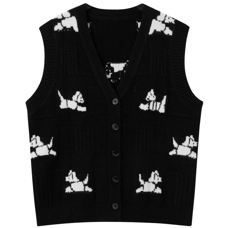 Sancai 2025 Autumn V-Neck Jacquard Knit Vest