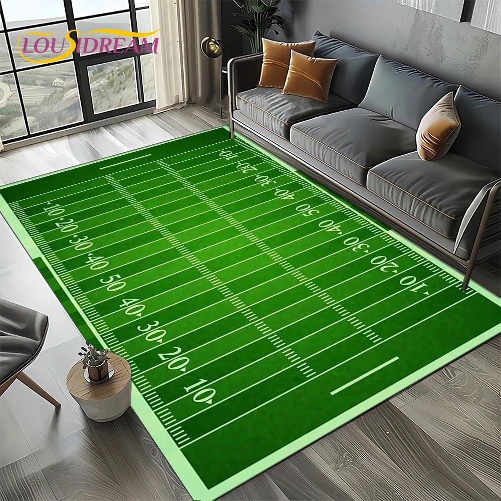 Tapis de dessin animé Terrain de rugby Rugby Football américain Tapis pour salon Chambre Décoration de maison Canapé, Tapis de sol antidérapant