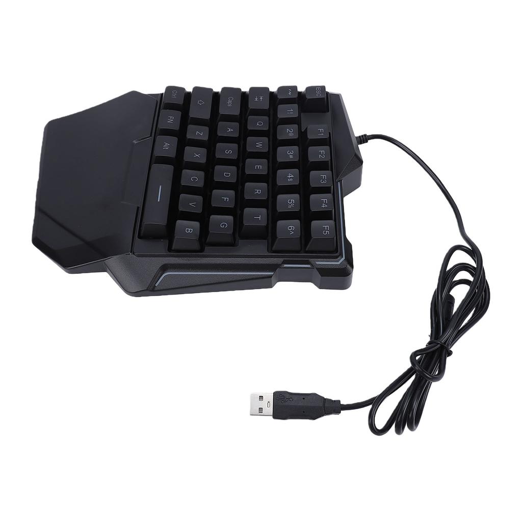 One Handed Gaming Keyboard RGB Backlight 35 Keys Ergonomic USB Portable Wired Gaming Keypad with Wrist Rest