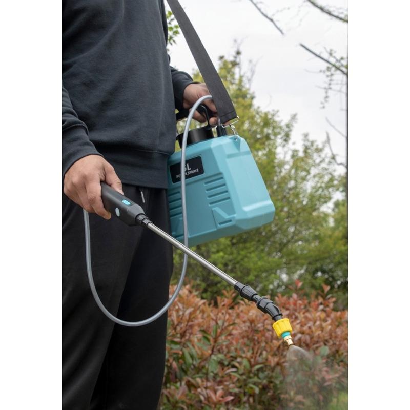 Spruzzatore da Giardino Elettrico 5L Manico Ricaricabile 4 Modelli di Nebulizzazione Lancia Telescopica Spruzzatore d'Acqua per Giardino