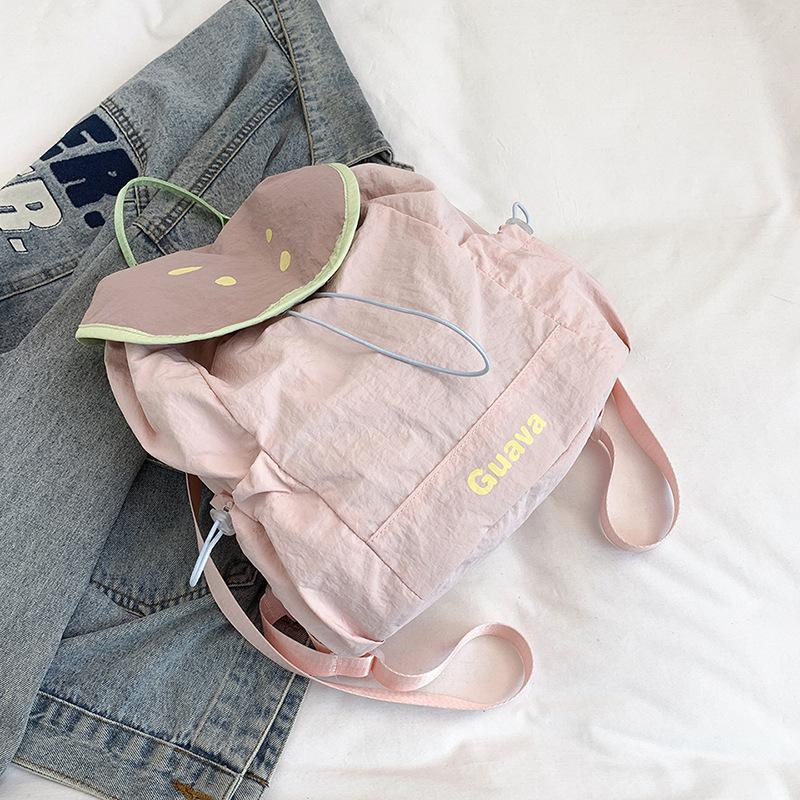 

Dopamine Contrast Color Nylon Backpack Cute Fruit Shape String Shoulder Bags Female Leisure Commuting School Bag розовый