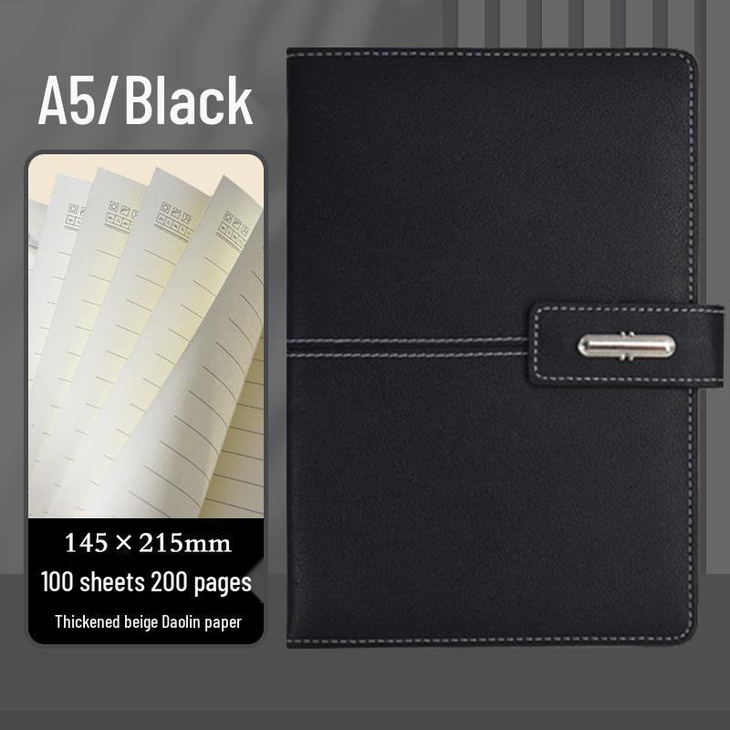 High-End Soft Leather Business Notebook with Magnetic Buckle and Custom Logo - Ideal Gift Set