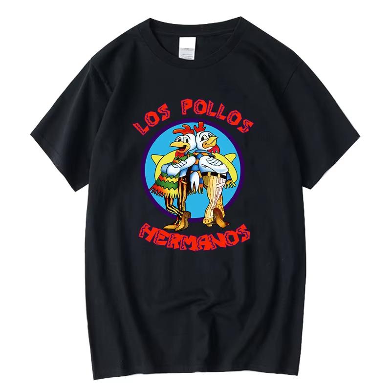 Summer Unisexs Short Sleeved High Quality pure Cotton Breaking Bad LOS POLLOS Chicken Brothers Printed Casual For Unisex Tshirt Unisex
