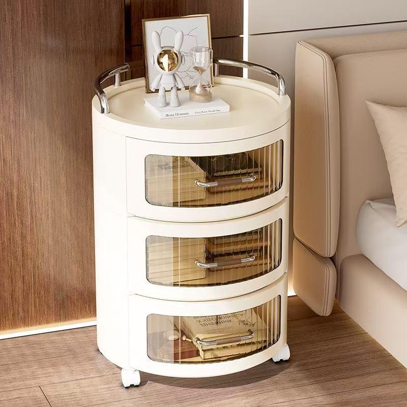 Round Storage Cabinet with Shelves and Drawers