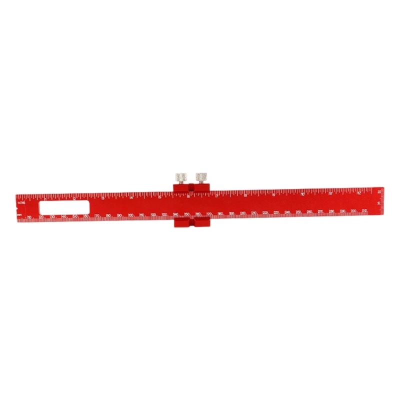 Wood Board Marking Ruler, Aluminum Body Layout Tool with T Guide for Cabinet Work, Trim Fitting, and Measuring