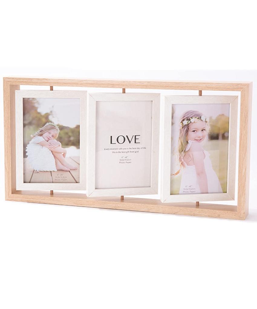 upFRAME Photo Multiple Stylish Frame, Bridal, Photos, Multi-sided, (Natural & White)