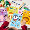 Non-Toxic 6 Sheets Face Kids Cartoon Animal Stickers Set Make-A- Decals For Notebook Phone Laptop Stationery Decoration