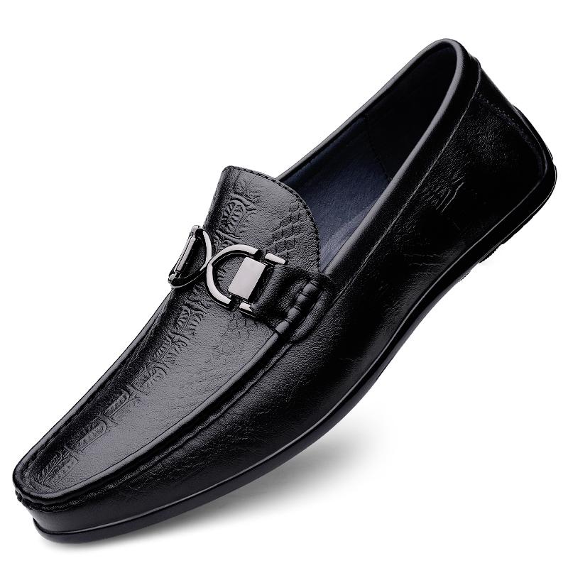 Fashion Genuine Leather Mens Formal Blue Loafers Handmade Business Casual Shoes High-quality Formal Shoes for Men Driving Shoes Mocassin
