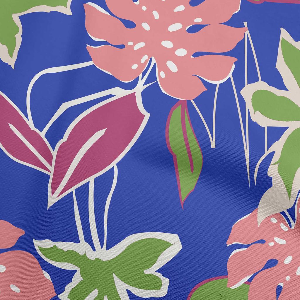 oneOone Cotton Flex Blue Fabric Abstract Tropical Floral Dress Material Fabric Print Fabric By The Yard 40 Inch