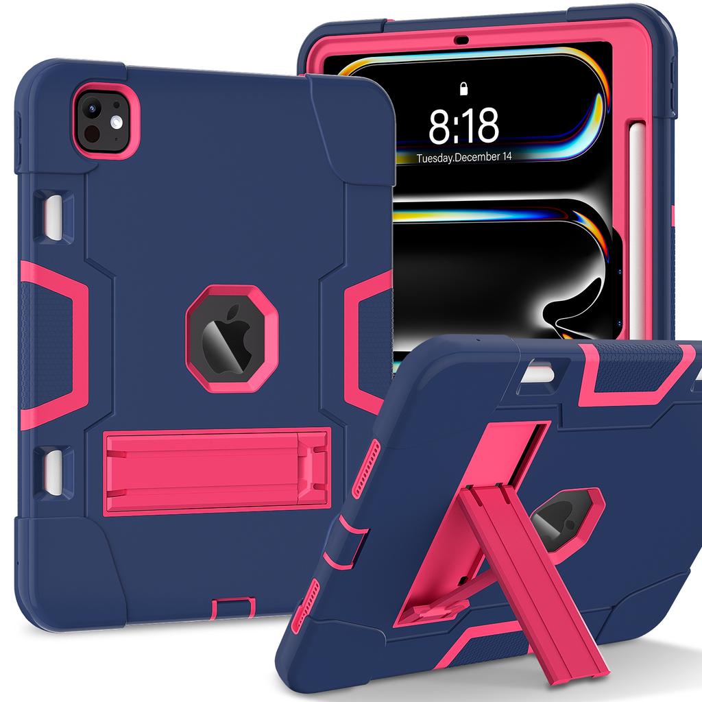 Rugged Kickstand Case For iPad Pro 11 2025 M5 2024 M4 A3357 A3358 A3359 A2836 A2837 A3006 PC Silicone Anti-Slip Cover Shockproof