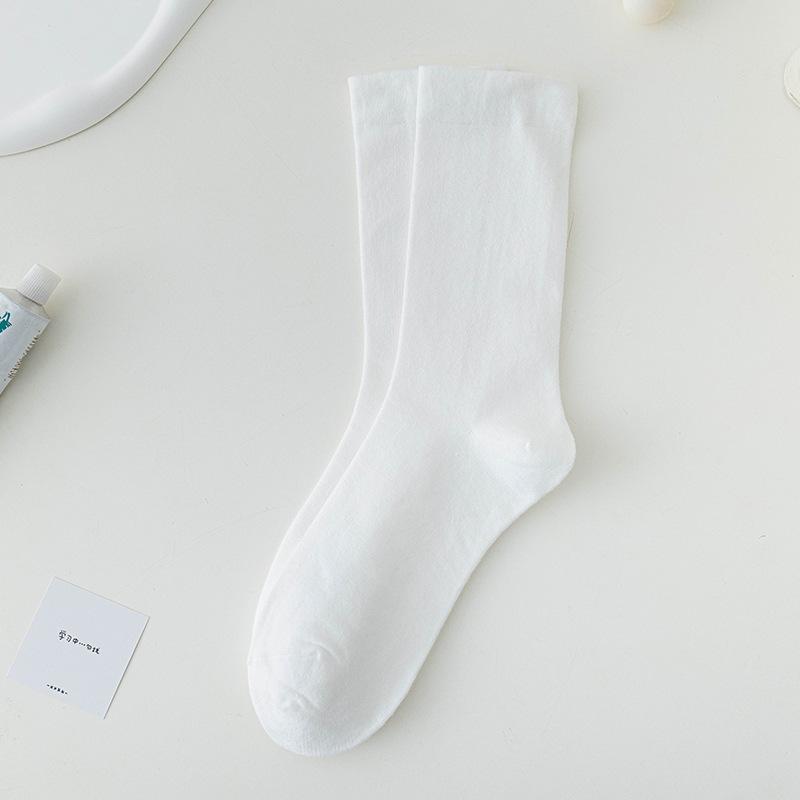 Zizhong Tube Socks Socks Trendy Season Stockings Moon Pile Socks Girls Versatile Boneless Socks Pure White