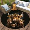Bull Wolf Round Area Rug,Carpet Rug for Living Room Bedroom Sofa Playroom Decor,Non-slip Floor Mat