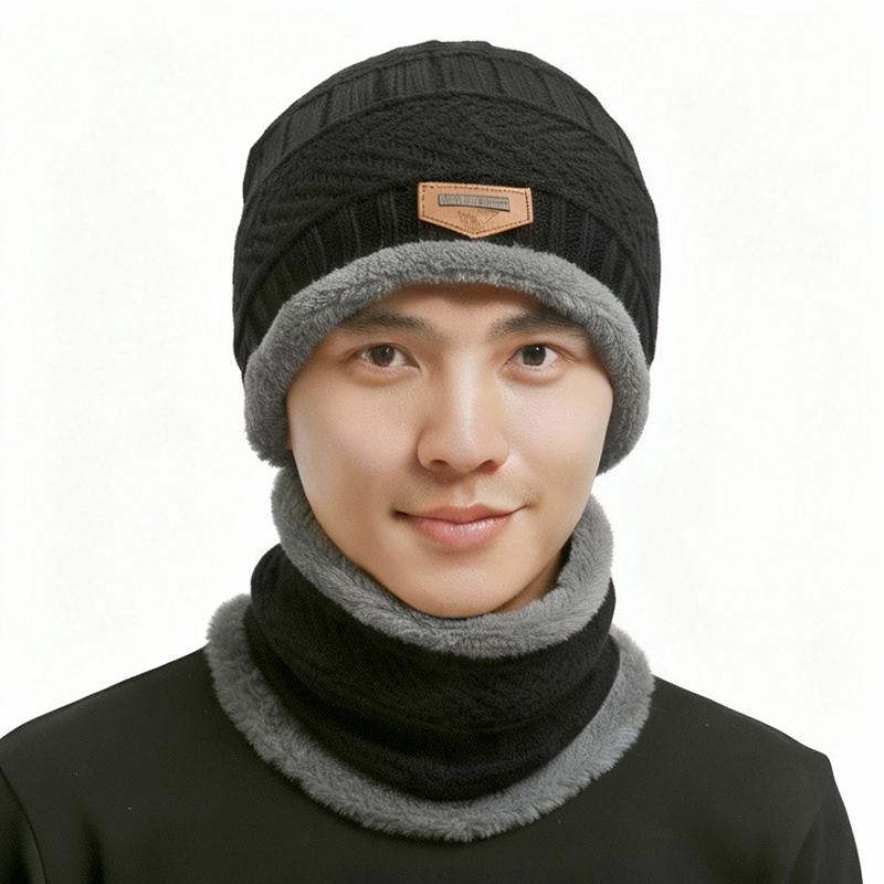 Winter Warm Knitted Hats Scarf Set Warm Beanies Wool Knit Caps Men Women Outdoor Cycling Ski Cold Protection Neck Mask Hat