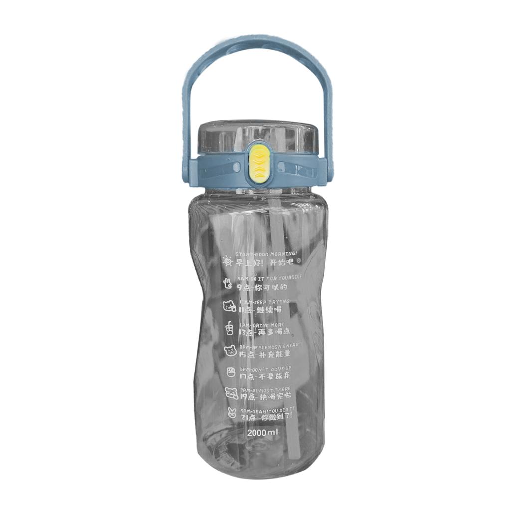 Water Bottle Outdoor Sports Water Bottle Plastic Fitness Water Bottle Extra Large Capacity Kettle with Double Straws