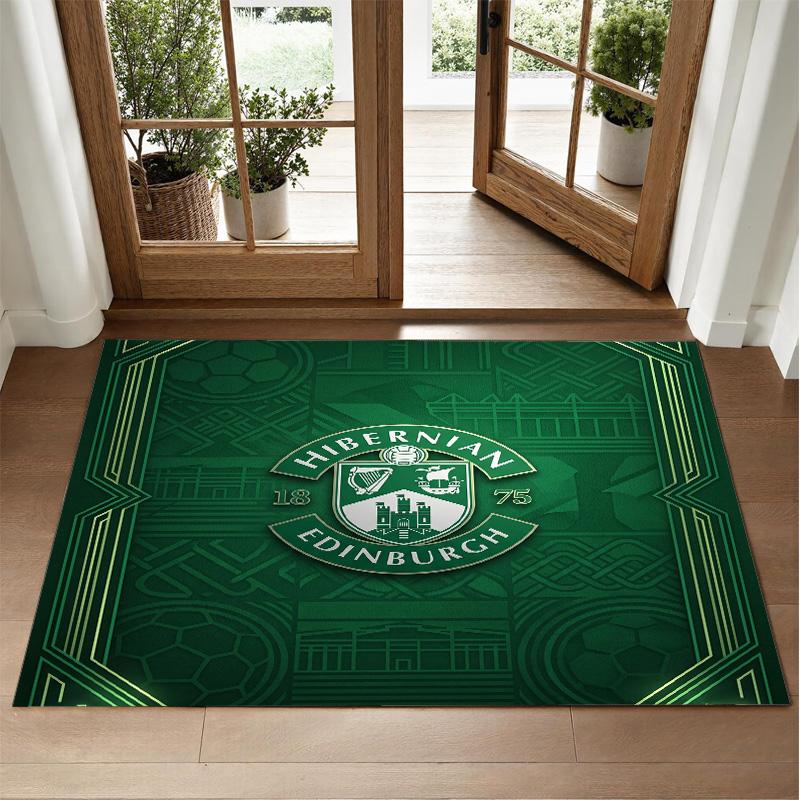 Hibernian FC Design Crystal Velvet Rug Soft Decorative Mat for Bedroom Entrance