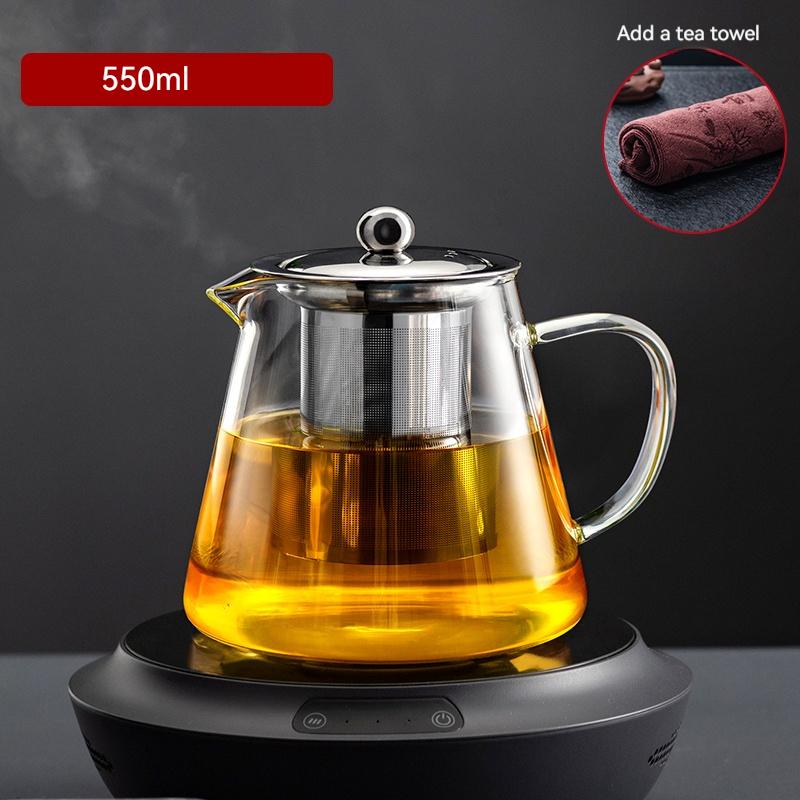 Chinese Kung Fu Tea Pu 'er Tea Pot Flower Teapot Coffee Pot Heating Glass Tea Set High Quality Glass Teacups