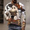 Men Plus Size Crew Neck Long Sleeve Shirt Black Gothic Skull Cross Rose Graphic Casual Street Style Top