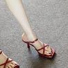 Super white! Can wear slippers outside women's summer 2025 new red cross with square head stiletto high heel sandals