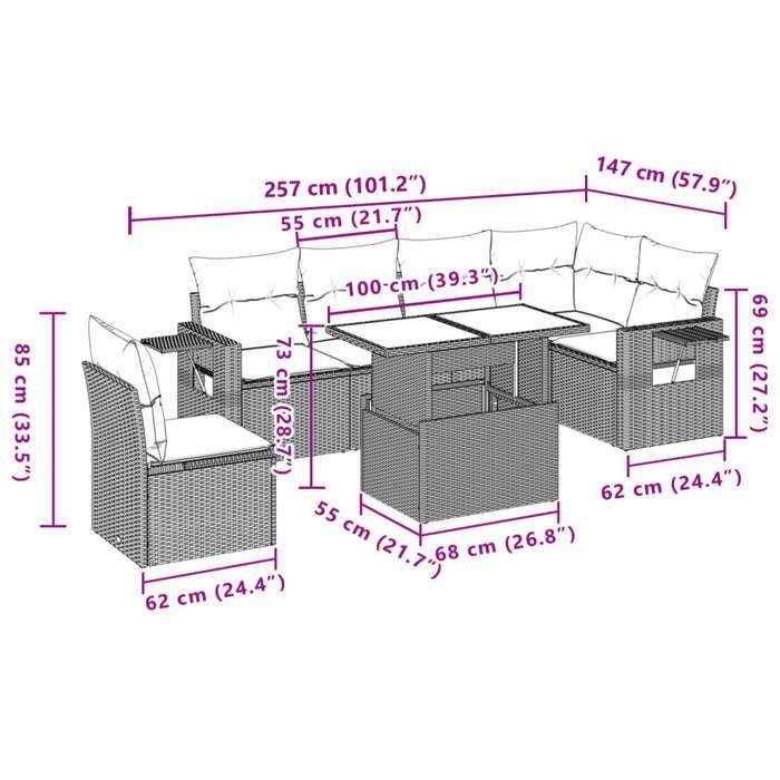 VidaXL Garden Lounge Set with Cushions 7 Pcs Brown Wicker 3267943