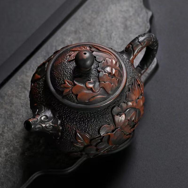 Zitao Purple Clay Hand-Carved Xishi Teapot