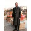 Large size European and American style long double-breasted PU leather jacket men's slim-fitting lapel leather coat jacket is trendy and fashionable