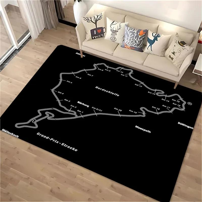 3D HD Nurburgring F1 International Track Rug,Carpet for Living Room Bedroom Sofa Doormat Decor,Kid Game Non-slip Floor Mat Gift