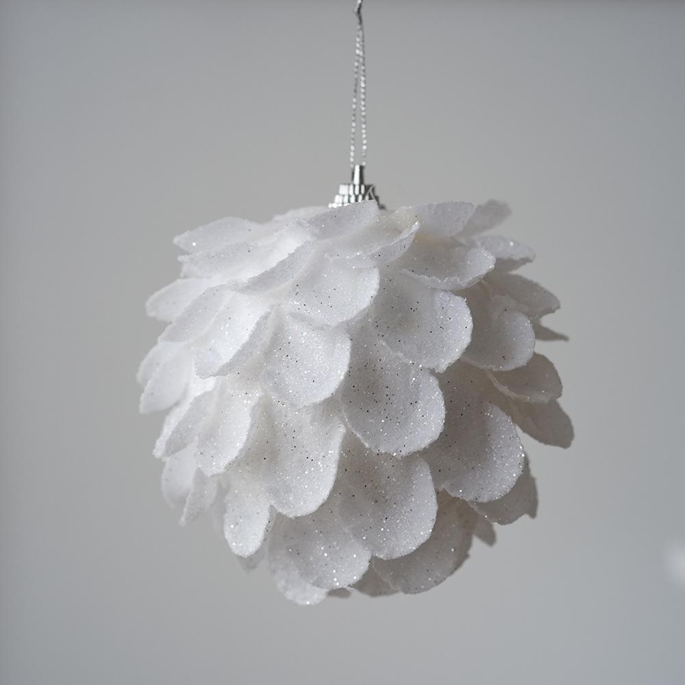 White Petal Christmas Ball Ornament with Sticky Powder Foam Decor for Festive Tree and Atmosphere.